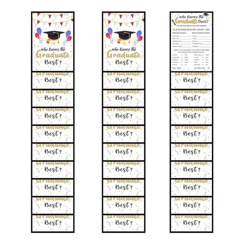 Bvizyelck Graduate Cards, 2024 Graduation Graduates Writable Paper Cards, Questions Included Game Cards for High School Graduates for Ceremony, Theme von Bvizyelck