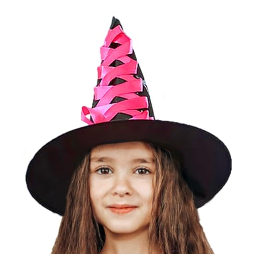 Bvizyelck Halloween Hexenbesen Hut Kinder Halloween Hexenhut Zauberhut Für Kinder Halloween Hexenbesen Kinder Hexenbese Kinder Party Hüte Kostüm Cosplay Hexen Zubehör Für Karneval Cosplay von Bvizyelck