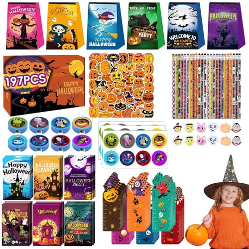 Bvizyelck Halloween-Preise für Kinderparty, Halloween-Spielzeugset | 197-teiliges Spielzeug für Halloween-Partygeschenke | Halloween-Partygeschenke, Preisbox, Spielzeugsortiment, Klassenzimmer, von Bvizyelck