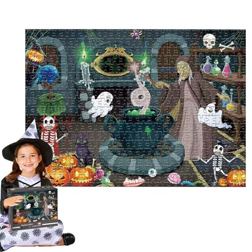 Bvizyelck Halloween-Puzzle-Nachträtsel,Horror-Feiertags-Puzzle | 1000 Teile Puzzle Halloween-Puzzle,Helle Farben, lebendiges Halloween-Spielzeug für Kinder, und Mädchen von Bvizyelck