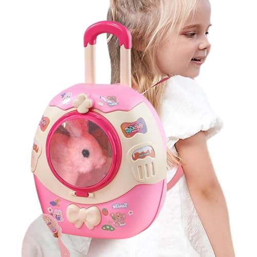 Bvizyelck Hasenspielzeug für Mädchen, elektrisches Hasenspielzeug,Rucksack realistisches Hasenspielzeug - Plüsch Rabbit Interactive Electronic Walk Pet Doll mit Klängen für Geburtstag von Bvizyelck