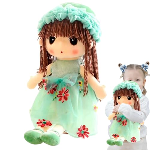 Bvizyelck Kuschelige Stoffpuppe, süße weiche Stoffpuppe,Sweetheart Rag Doll Cozy Cuddle - Andmade Stoffpuppen, multikulturelle handgefertigte Puppe mit, Rock, Kleidung, schlafende Partnerpuppe für von Bvizyelck