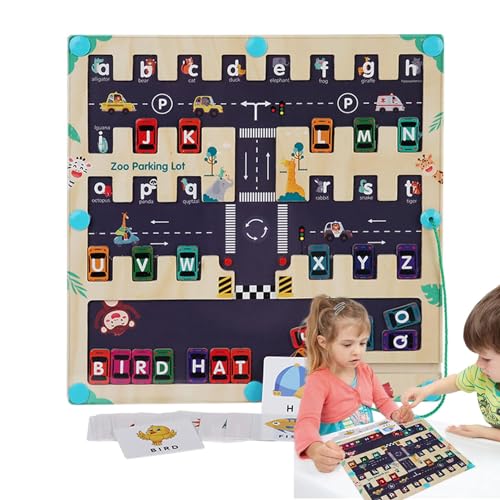 Bvizyelck Magnetisches Alphabet-Labyrinthbrett, Magnet-Alphabet-Labyrinth - Alphabet-Buchstaben-Labyrinthbrett,Montessori-Spielzeug für Feinmotorik für Jungen und Mädchen im Alter von 3 bis 5 Jahren, von Bvizyelck