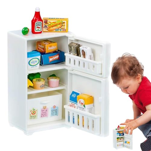 Bvizyelck Mini-Spielzeugkühlschrank | Miniaturküche mit Mini-Lebensmittelspielzeug - Tragbares Kühlschrank-Spielgerät, Miniatur-Küchenspielset für, Mädchen, Kinder über 3 von Bvizyelck