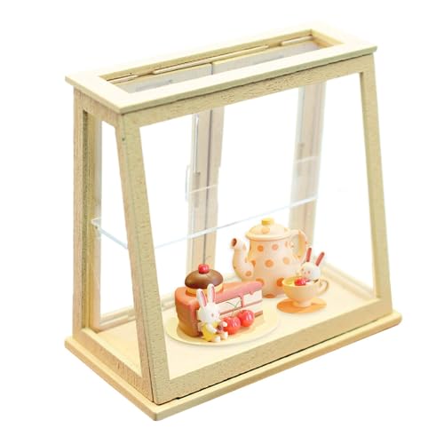 Bvizyelck Miniatur-Bäckereikoffer, Puppenhaus-Miniatur-Kuchenschrank | Pretend Play Miniatur-Puppenhaus, Kuchenständer, Vitrine | Kuchen-Brot-Ständer, Vitrine, Lebensmittel-Vitrine, Modell für von Bvizyelck