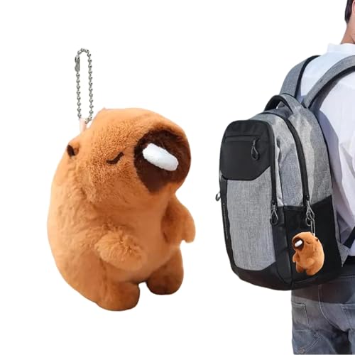 Bvizyelck Niedliches Capybara-Plüschtier, Capybara-Stofftier | Realistisches Capybara-Kuscheltierspielzeug,Capybara Plüsch-Schlüsselanhänger, Stofftier-Schlüsselanhänger, Rucksack-Schlüsselanhänger, von Bvizyelck