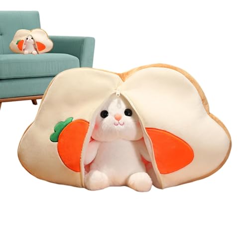 Bvizyelck Obsthasen Plüsch, Hase transformiert,Reversible Kaninchenpuppe | Toast Design Bunny Plushie Puppe, süßes Stofftier, süße stickige Puppe für Mädchen von Bvizyelck