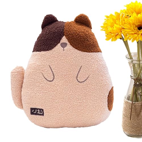 Bvizyelck Plüschkatze Kissen, Katzenplüschkissen, Süße Puppe entzückende Plüschtiery Toy, Weiche Kaffeekatze im Plush -Stoff -Stofftier für Kinder Erwachsene von Bvizyelck