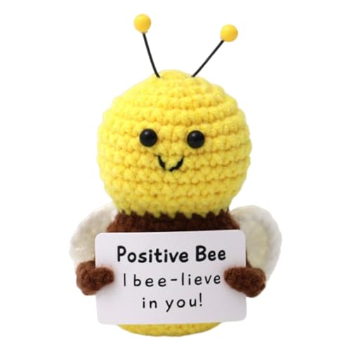 Bvizyelck Positive Häkel-Bienenpuppe,Lustige Häkel-Bienenpuppen,Lustige gehäkelte Positive Bienenpuppen - Handgefertigte, aus Wolle gestrickte Ermutigungs-Bienenpuppe für Männer, alle Altersgruppen, von Bvizyelck