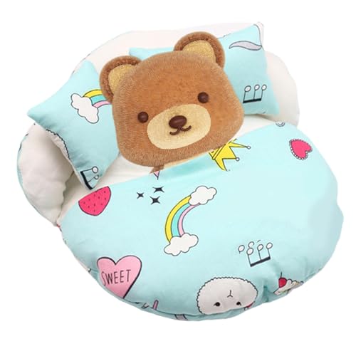 Bvizyelck Puppenbett, Spielzeugschlafsack, Puppenmöbel mit 2 Kissen, Bettwäschezubehör für Puppen, kleines Schlafsackbett, stilvolle und niedliche Dekoration von Bvizyelck