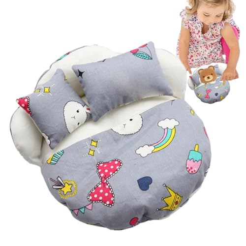 Bvizyelck Puppenbett, Spielzeugschlafsack - Spielbett mit 2 Kissen,Puppenschlafzimmerzubehör, kleines Schlafsackbett, süße Zimmerdekoration für Mädchen von Bvizyelck