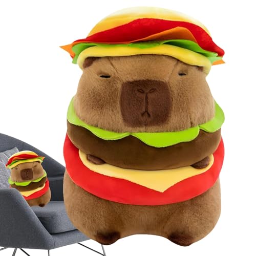 Bvizyelck Realistisches Capybara-Burger-Plüschtier, Capybara-Burger-Stofftier - Stofftierkissen Superweiche süße Capybara-Plüschtiere,Exquisites Cartoon-Tierpuppenspielzeug, von Bvizyelck