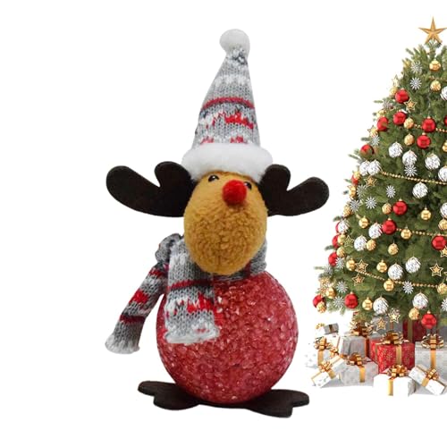 Bvizyelck Rentier-Plüschtier,Rentier-Plüschtier - Elch-Plüschpuppe, leuchtendes Weihnachts-Hirsch-Dekor - Elchfiguren, schöne Spielzeug-Tischdekorationen, Plüschpuppen für Zuhause, Innen- und von Bvizyelck