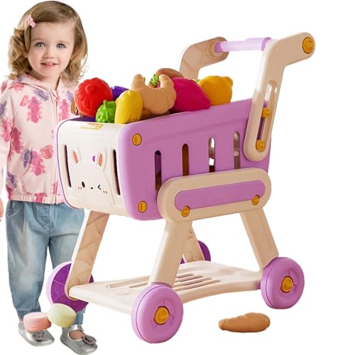 Bvizyelck Spielen Sie Einkaufswagen, Spielzeug-Einkaufswagen | Lebensmittelwagen-Spielzeug, vorgetäuschtes Essensset | Rollenspiel-Spielzeug-Einkaufswagen für Kinder, Kleinkinder, Jungen und Mädchen von Bvizyelck