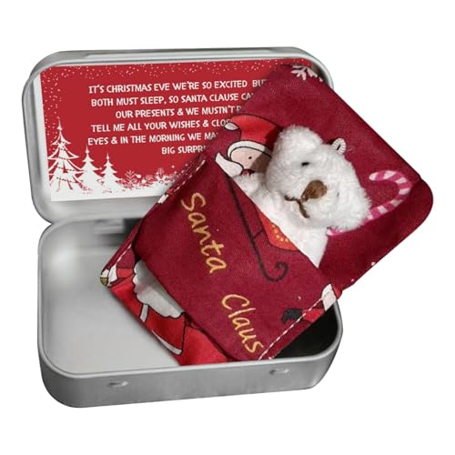 Bvizyelck Taschenbär Kleines Stofftier, Taschenbär-Plüschtier mit Karten und Steppdecken, Winziger Bär in Box Weihnachten, Stoffbär, Taschenbär-Spielzeug mit Karten und Steppdecken für von Bvizyelck