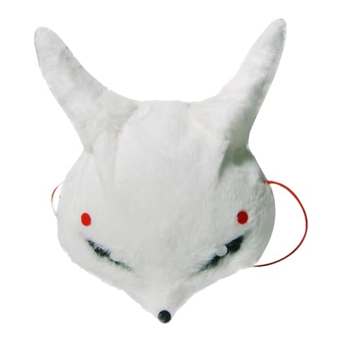 Bvizyelck Tierische Halbgesichtsmaskerade,Pelztiermaskerade,Cosplay Plüsch Pelz Gesichtsbedeckung | Cosplay-Requisiten, niedliche weiße Tiergesichtsmaskerade für Ostern, Karneval, Halloween von Bvizyelck