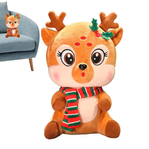 Bvizyelck Weihnachtskuscheltiere, Weihnachtsplüsch | Elch Tier Plüschpuppe,Weiches Weihnachtselch-Stofftier für Kinder, 9,8-Zoll-Weihnachtsplüschtiere, Kissenplüschtiere von Bvizyelck