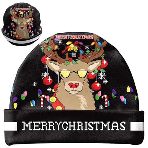 Bvizyelck Weihnachtsmütze, Weihnachtsmütze | Warme Strickmütze | Weihnachtsmütze, Beanie, Winter, Schnee, warme Mütze, Weihnachtsfeiern, Gastgeschenke für Erwachsene und Kinder von Bvizyelck