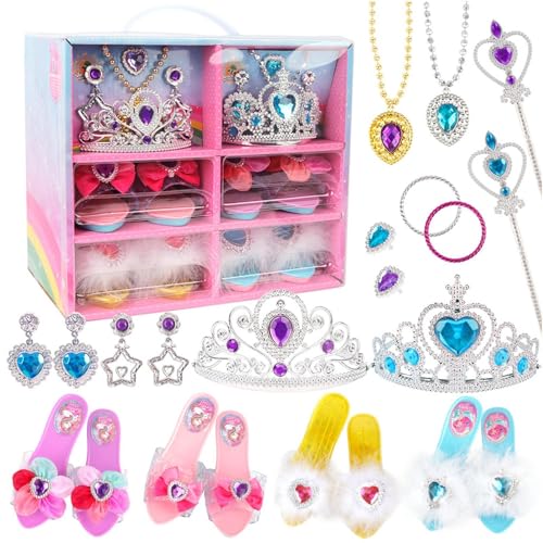 Prinzessin Schuhe Spielzeug Für Mädchen Mädchen Prinzessin Kostüm Schmuck Zubehör Schuhe Make-up Spielzeug Schmuck Set Rollenspiel Für Kinder Weihnachts Geburtstags Geschenke von Bvizyelck