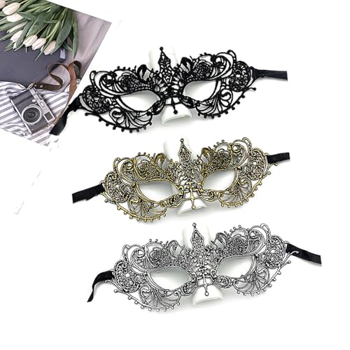 Bvxchg Spitze Maske, 3STK Venezianische Maske Damen für Karneval Halloween Maskerade Masken Kostüm von Bvxchg