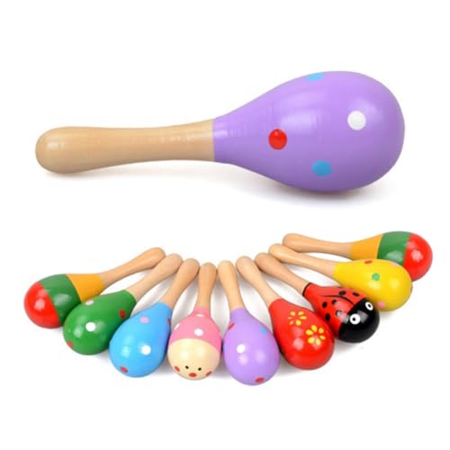 Bwardyth 10 Stück Hölzernes Sandhammer-Soundboard-Spielzeug für Kinder und Kleinkinder, Bunter Sensorischer Eierschüttler und Sandhammer (Zufällige Farbe) von Bwardyth