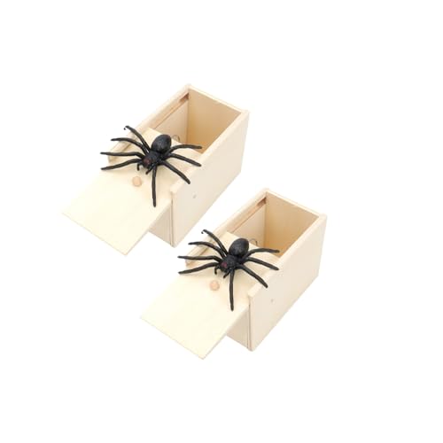 2 Stück Spider Prank Box | Spinne Streich-Box | Spider Prank Scare Box | Streich Spinne Angst Box | Holz Prank Spider Scare Box | Streich Spinne Scare Box | Spinne In Box | Für Kinder Erwachsene (2) von Bxjinkele