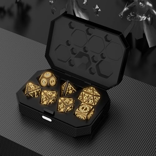 7 Stück DND Würfel Set, DND Würfel Spielwürfel, Polyedrische Würfel Set Mit Geschenkbox, DND Dice Set, Polyhedral Dice Set, Für Dungeons and Dragons RPG MTG D4 D6 D8 D10 D% D12 D20 (Gelb) von Bxjinkele