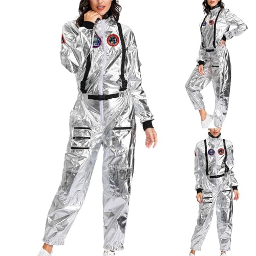 Astronaut Kostüm Damen Herren, Space Kostüm Weltall Kostüm, Astronauten Kostüm Damen Herren, Overall Outfit Faschingskostüme, Weltraum Kostüm Karneval Kostüm, Raumfahrer Kostüm Für Karneval (01#, L) von Bxjinkele