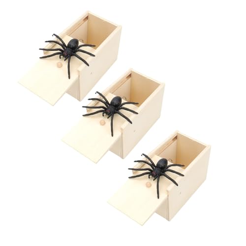 Spider Prank Scare Box, Spider Prank Box, Spinne Streich-Box, Holz Prank Spider Scare Box, Streich Spinne Angst Box, Streich Spinne Scare Box, Spinne In Box Für Kinder Erwachsene Party (3 Stück) von Bxjinkele