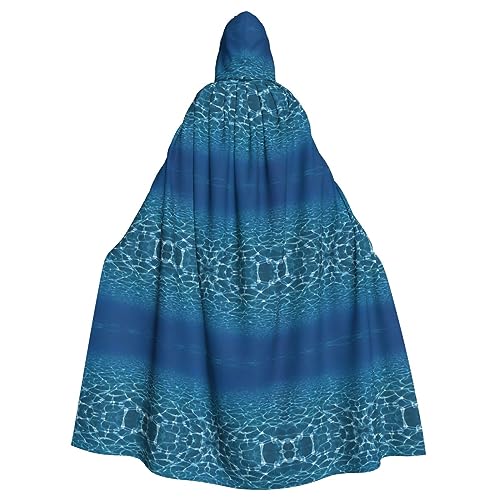 Bxzpzplj Blue Deep Ocean Karnevals-Umhang mit Kapuze, Unisex, Cosplay-Kostüme, Umhang für Erwachsene, 185 cm von Bxzpzplj