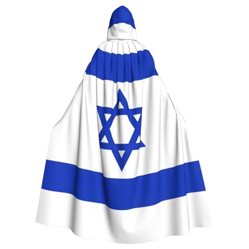 Bxzpzplj Faschings-Umhang mit israelischer Flagge, voller Länge, mit Kapuze, Unisex, Cosplay-Kostüme, Umhang für Erwachsene, 185 cm von Bxzpzplj