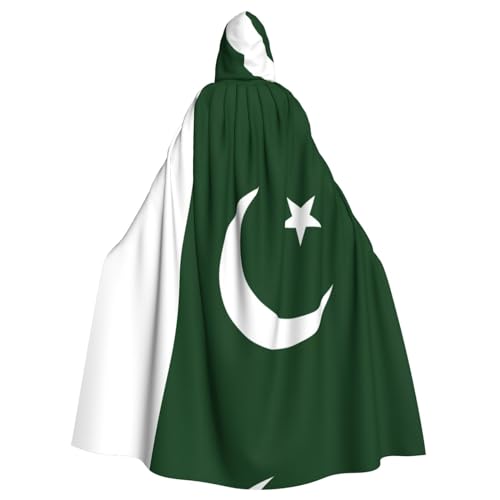 Bxzpzplj Flagge Pakistans, voller Länge, Karnevals-Umhang mit Kapuze, Unisex, Cosplay-Kostüme, Umhang für Erwachsene, 185 cm von Bxzpzplj