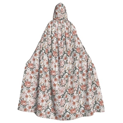 Bxzpzplj Flower Paris Eiffelturm Karnevalsumhang mit Kapuze, Unisex, Cosplay-Kostüm, Umhang für Erwachsene, 185 cm von Bxzpzplj