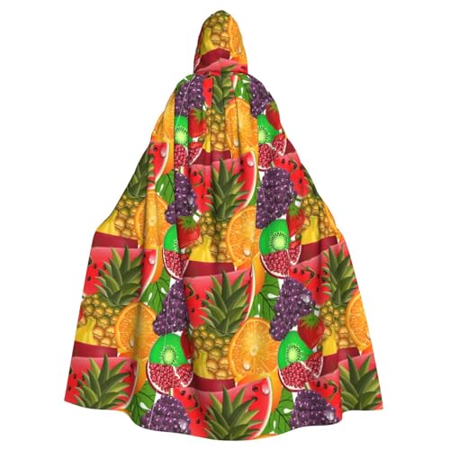 Bxzpzplj Fresh Fruits Ananas-Karnevalsumhang mit Kapuze, Unisex, Cosplay-Kostüme, Umhang für Erwachsene, 185 cm von Bxzpzplj