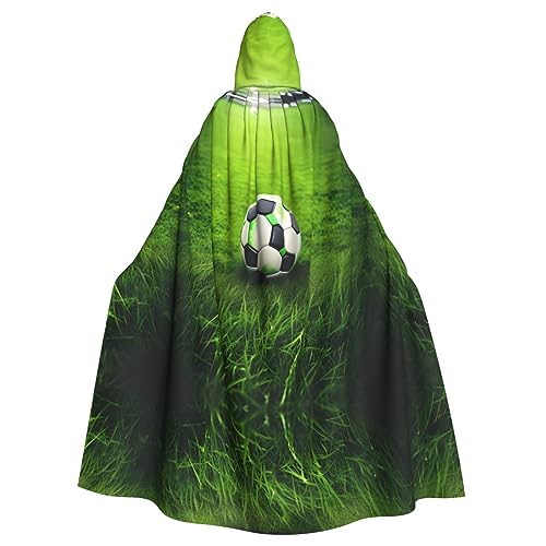 Bxzpzplj Green Grass Fußball-Umhang mit Kapuze, universeller Umhang für Erwachsene, mit Kapuze, Karneval, Cosplay, Kostüm, Umhang, 185 cm von Bxzpzplj