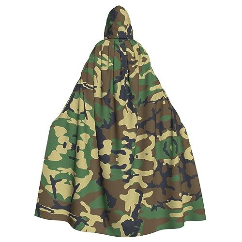 Bxzpzplj Grüner Militär-Camouflage-Umhang mit Kapuze, Unisex, Cosplay-Kostüme, Umhang für Erwachsene, 185 cm von Bxzpzplj