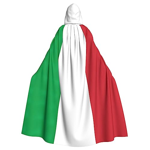 Bxzpzplj Italien-Flagge, voller Länge, Karnevals-Umhang mit Kapuze, Unisex, Cosplay-Kostüme, Umhang für Erwachsene, 185 cm von Bxzpzplj