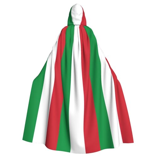 Bxzpzplj Italienische Flagge, voller Länge, Karnevals-Umhang mit Kapuze, Unisex, Cosplay-Kostüme, Umhang für Erwachsene, 185 cm von Bxzpzplj