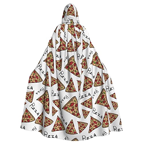 Bxzpzplj Kapuzenumhang mit Pizza-Muster, für Erwachsene, Karneval, Hexe, Cosplay, Kostüm, Karneval, Partyzubehör, 185 cm von Bxzpzplj