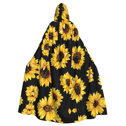 Bxzpzplj Kapuzenumhang mit Sonnenblumen-Motiv, für Erwachsene, Karneval, Hexe, Cosplay, Kostüm, Karneval, Partyzubehör, 185 cm von Bxzpzplj