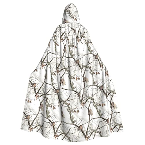 Bxzpzplj Kapuzenumhang mit weißem Baum, Camouflage-Druck, für Erwachsene, Karneval, Hexe, Cosplay, Kostüm, Karneval, Partyzubehör, 185 cm von Bxzpzplj
