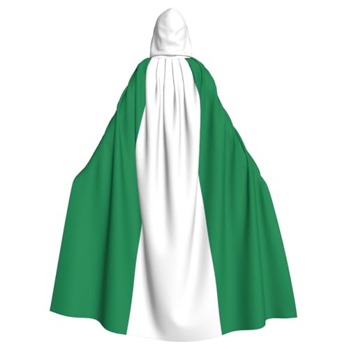 Bxzpzplj Nigerianische Flagge, voller Länge, Karnevals-Umhang mit Kapuze, Unisex, Cosplay-Kostüme, Umhang für Erwachsene, 185 cm von Bxzpzplj