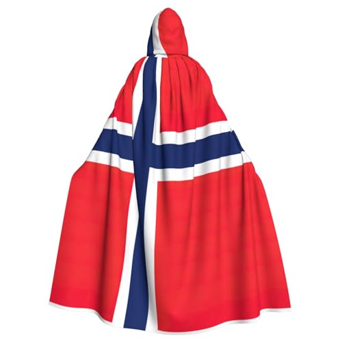 Bxzpzplj Norwegische Flagge, Karnevalsumhang mit Kapuze, Unisex, Cosplay-Kostüme, Umhang für Erwachsene, 185 cm von Bxzpzplj