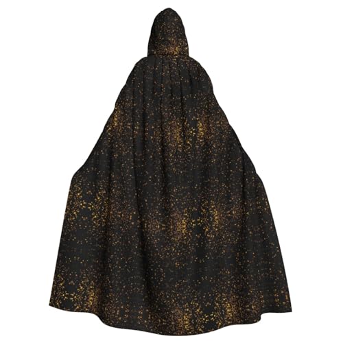 Bxzpzplj Schwarz-goldene Tapete, voller Länge, Karnevals-Umhang mit Kapuze, Unisex, Cosplay-Kostüme, Umhang für Erwachsene, 185 cm von Bxzpzplj