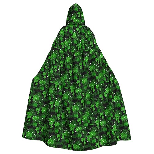 Bxzpzplj St. Patricks Day Blätter, voller Länge, Karnevals-Umhang mit Kapuze, Unisex, Cosplay-Kostüme, Umhang für Erwachsene, 185 cm von Bxzpzplj