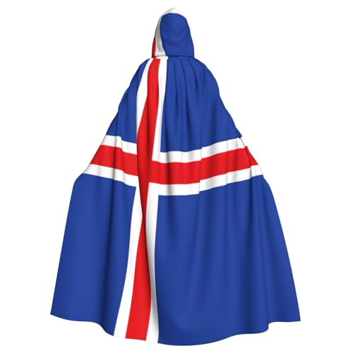 Bxzpzplj Umhang mit Flagge Islands, voller Länge, Karnevals-Umhang mit Kapuze, Unisex, Cosplay-Kostüme, Umhang für Erwachsene, 185 cm von Bxzpzplj