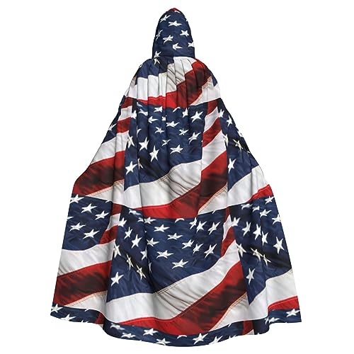 Bxzpzplj Umhang mit amerikanischer Flagge, voller Länge, mit Kapuze, Unisex, Cosplay-Kostüme, Umhang für Erwachsene, 185 cm von Bxzpzplj