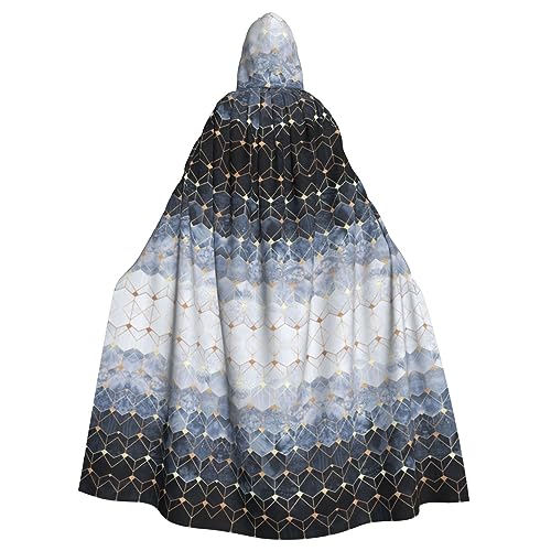 Bxzpzplj Umhang mit blauen Sechsecken und Diamanten, voller Länge, mit Kapuze, Unisex, Cosplay-Kostüme, Umhang für Erwachsene, 185 cm von Bxzpzplj