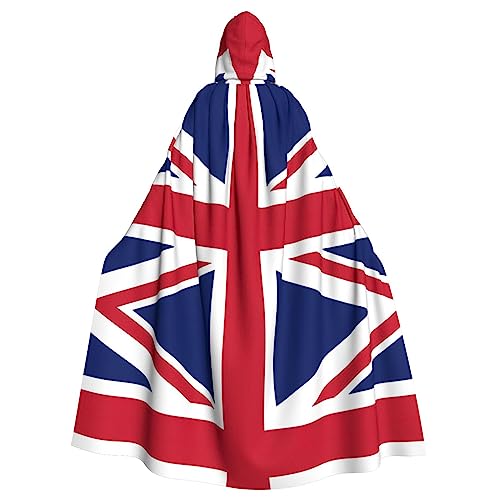 Bxzpzplj Umhang mit britischer Flagge, voller Länge, mit Kapuze, Unisex, Cosplay-Kostüme, Umhang für Erwachsene, 185 cm von Bxzpzplj