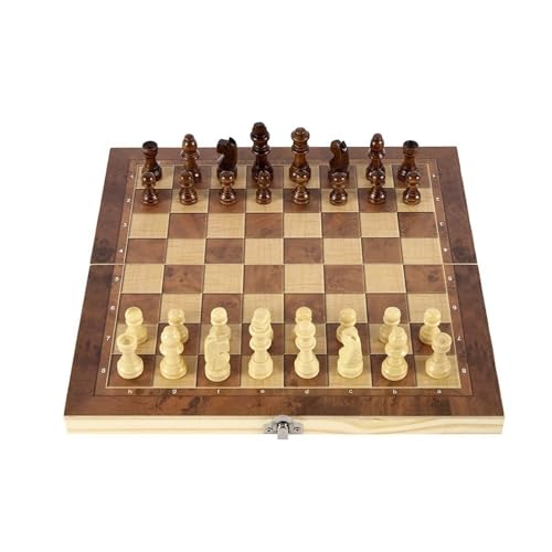 Schachfiguren 3-in-1-Schachspiel-Set, langlebiges klappbares Schachbrett und professionelles Turnier-Schachbrett for Erwachsene und Kinder, Aufbewahrungsfächer Backgammon(E) von BybAgs